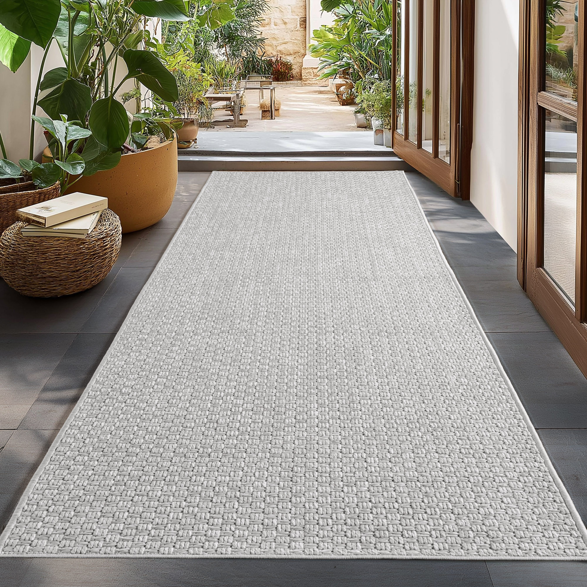 Buitenkleed IBIZA – Effen Vloerkleed – Voor Tuin, Terras & Binnen - Grijs