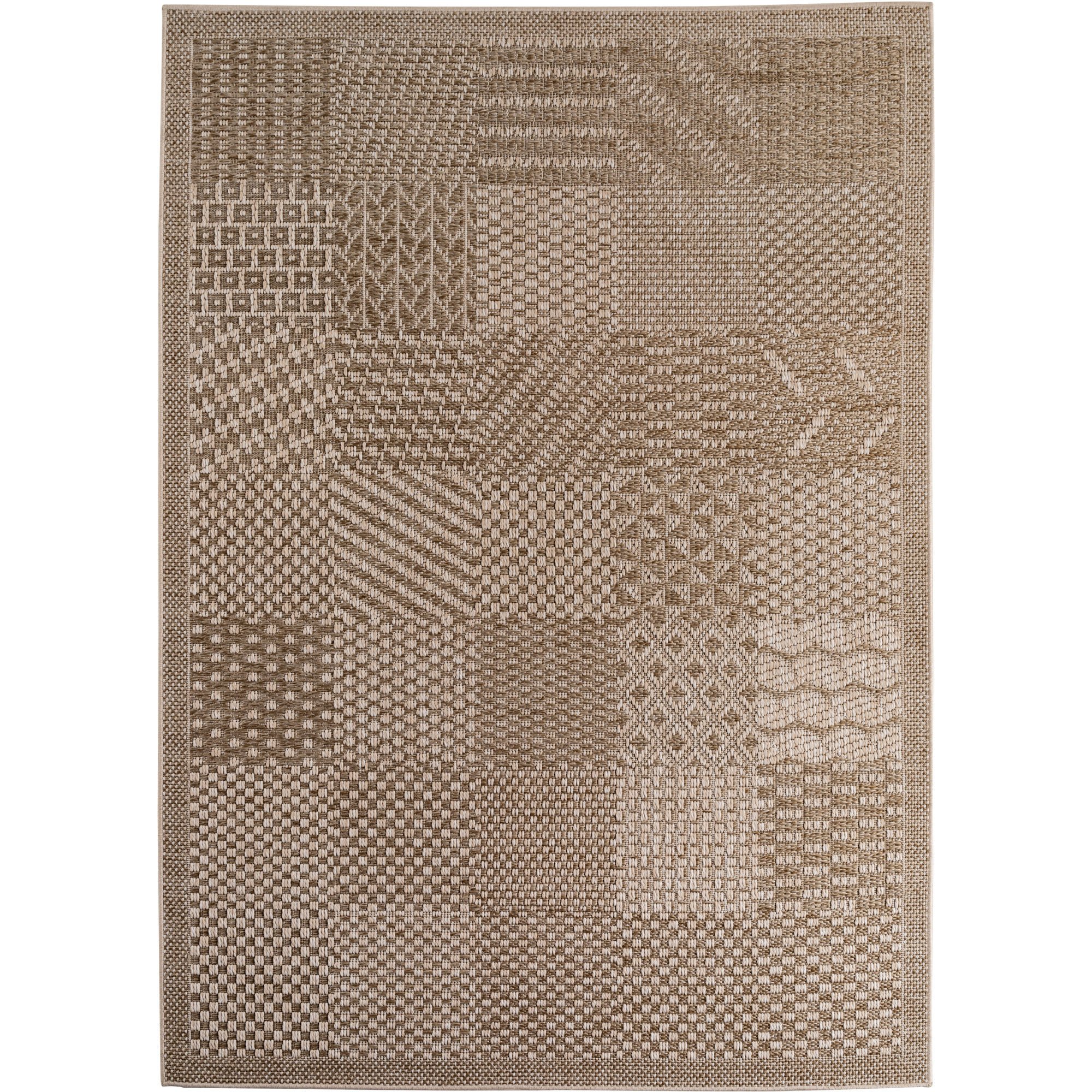 Buitenkleed IBIZA – Effen Vloerkleed – 3D Look – Voor Tuin, Terras & Binnen - Beige
