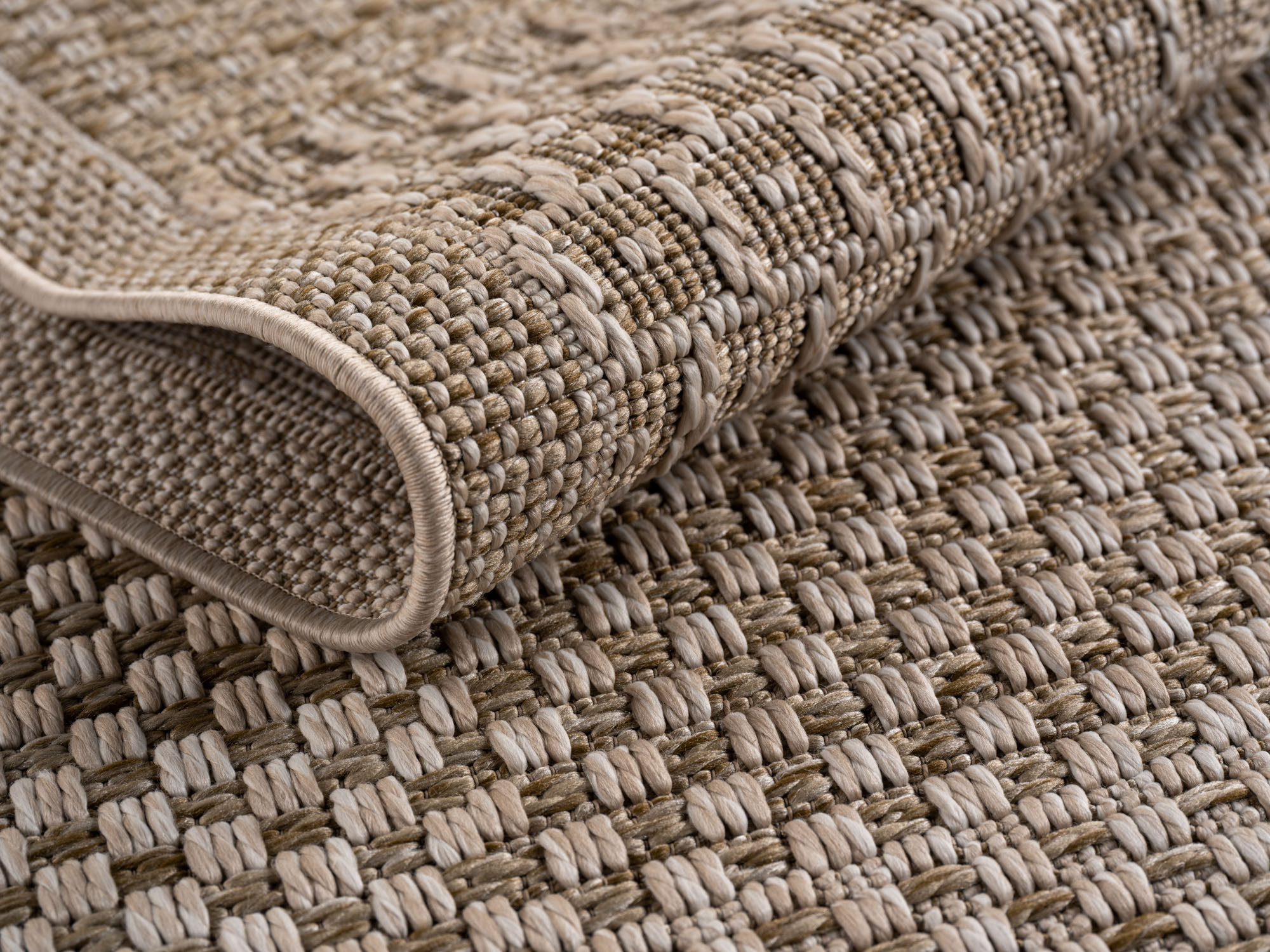 Buitenkleed IBIZA – Effen Vloerkleed – 3D Look – Voor Tuin, Terras & Binnen - Beige