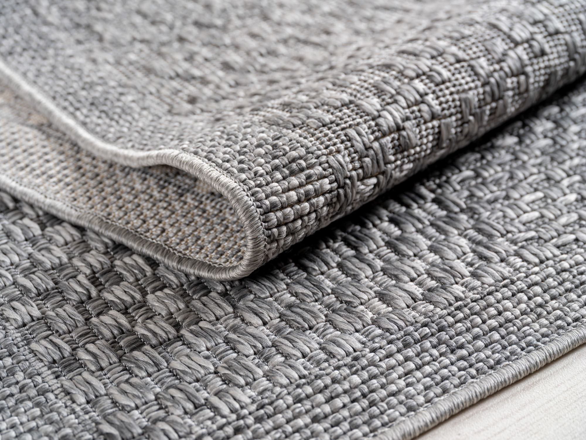Buitenkleed IBIZA – Effen Vloerkleed – 3D Look – Voor Tuin, Terras & Binnen - Grijs