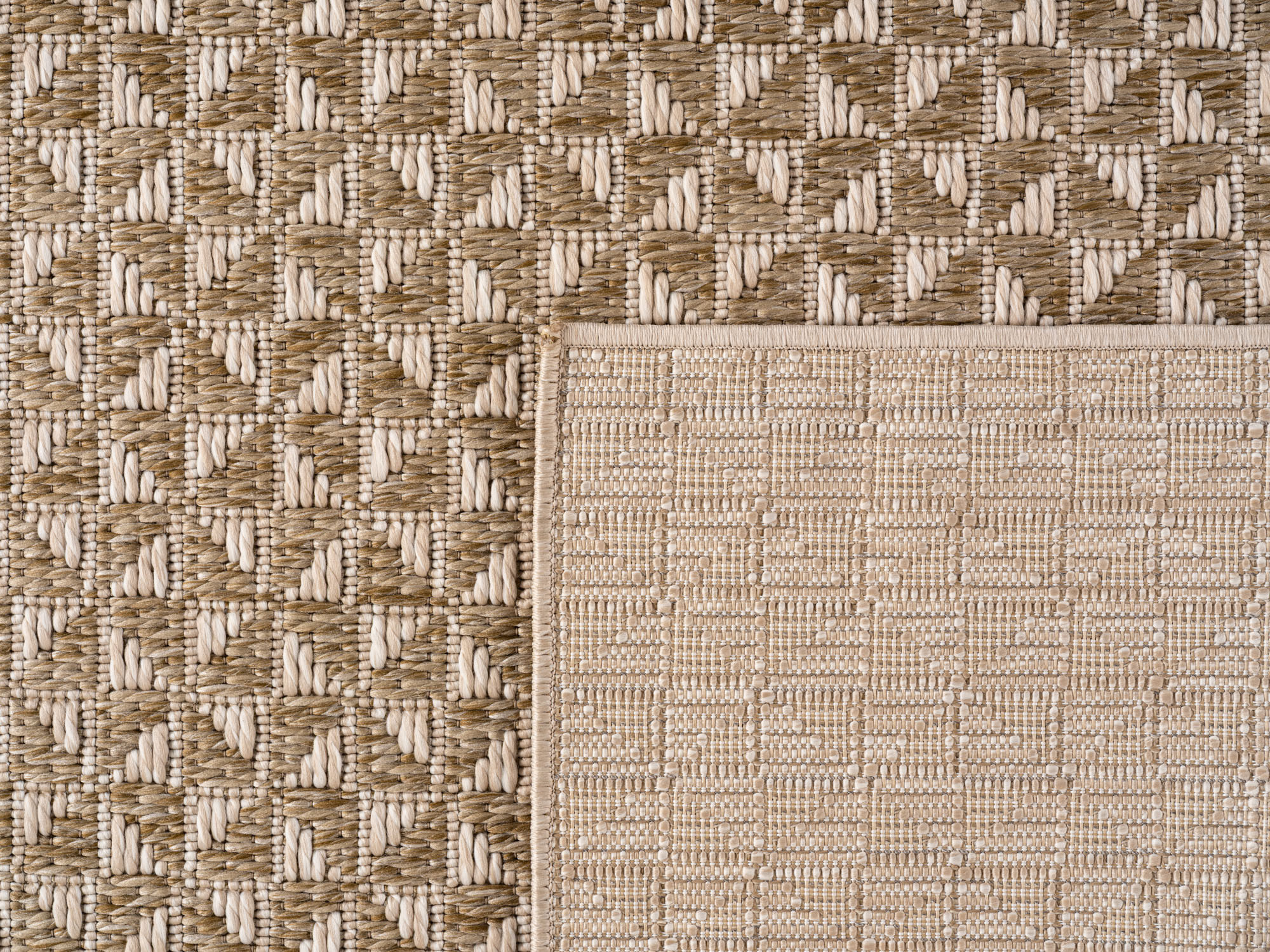 Buitenkleed IBIZA – Effen Vloerkleed – 3D Look – Voor Tuin, Terras & Binnen - Beige