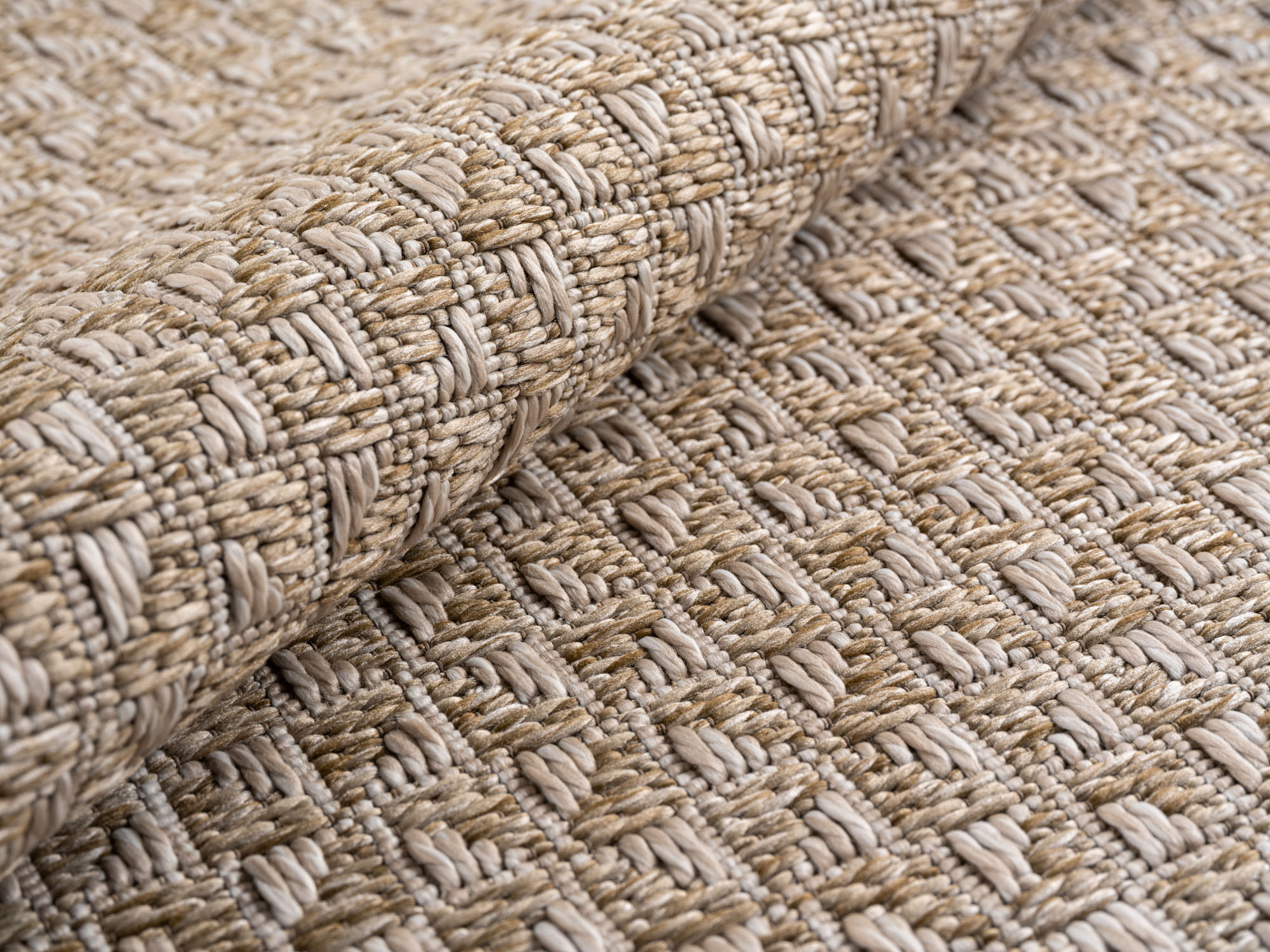 Buitenkleed IBIZA – Effen Vloerkleed – 3D Look – Voor Tuin, Terras & Binnen - Beige