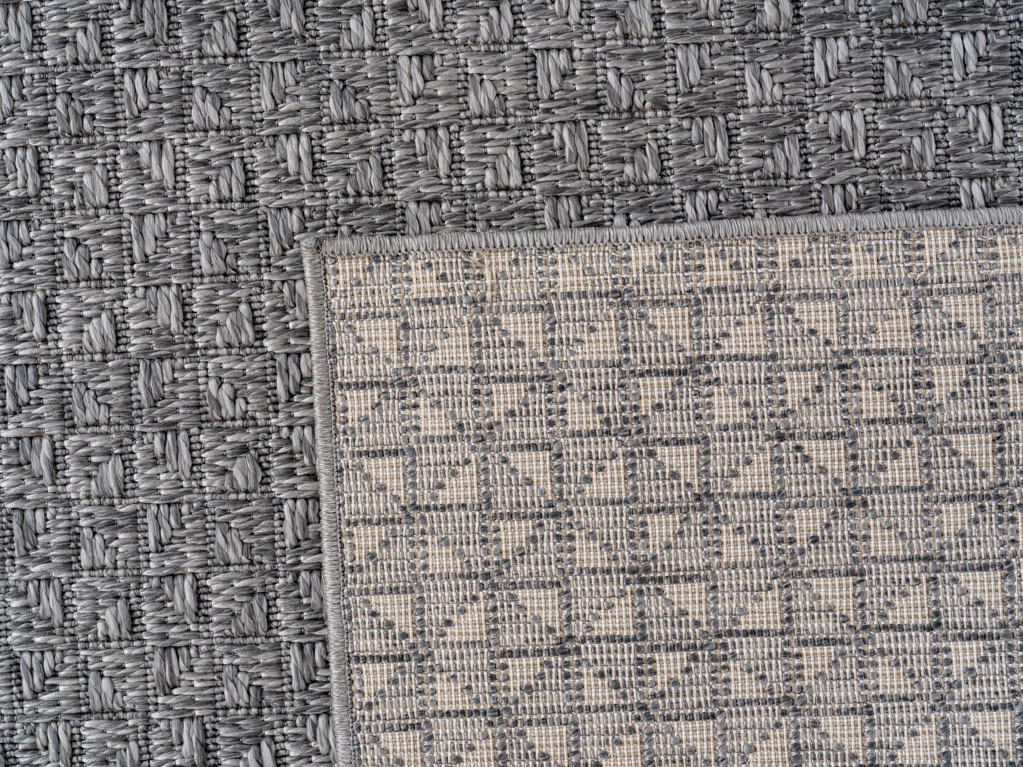 Buitenkleed IBIZA – Effen Vloerkleed – 3D Look – Voor Tuin, Terras & Binnen - Grijs