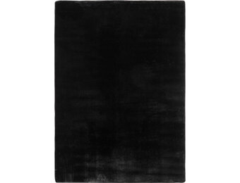 JOY Effen Soft Rond Vloerkleed – 100% Polyester – Anti-Slip - Zwart