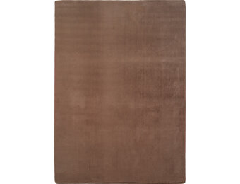 JOY Effen Soft Rond Vloerkleed – 100% Polyester – Anti-Slip - Bruin