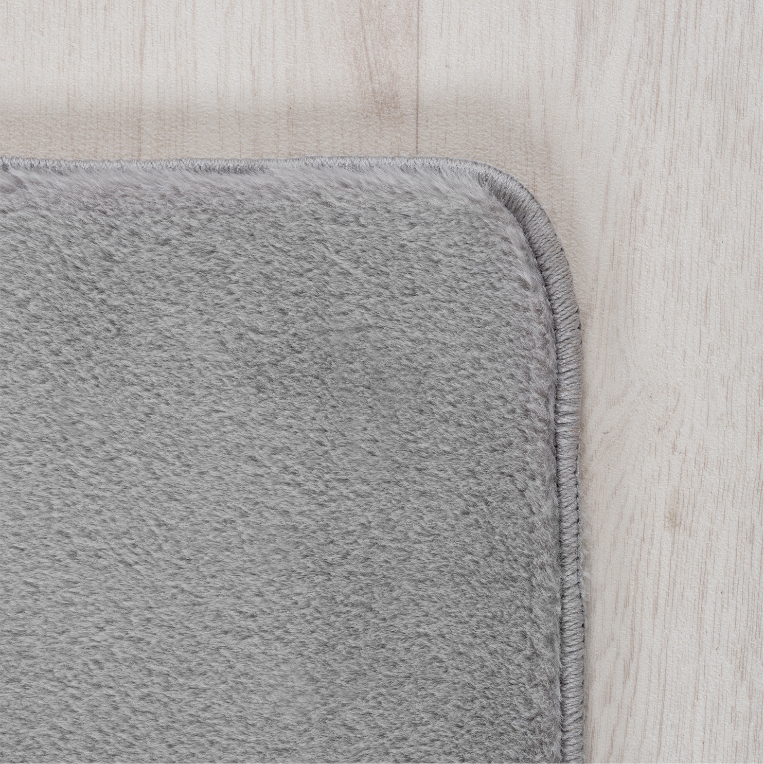 JOY Effen Soft Rond Vloerkleed – 100% Polyester – Anti-Slip - Zilver