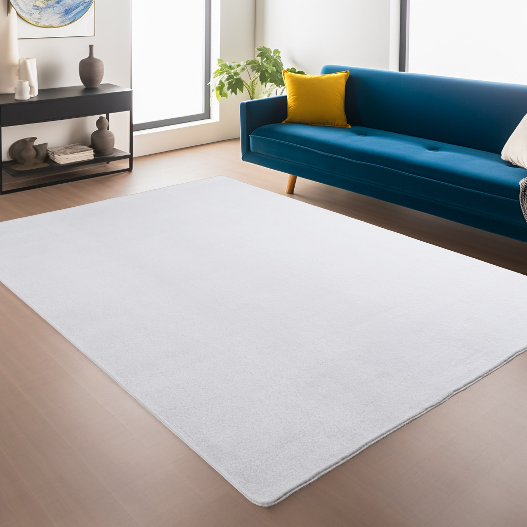 JOY Effen Soft Rond Vloerkleed – 100% Polyester – Anti-Slip - Wit