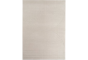 Buitenkleed NOVA  – Indoor & Outdoor Vloerkleed– Japandi & Scandinavisch Design – Effen - 3D-Look - Weerbestendig & UV-proof - Creme