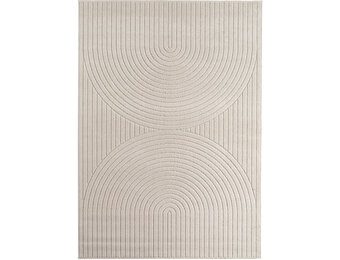 Buitenkleed NOVA – Indoor & Outdoor Vloerkleed– Japandi & Scandinavisch Design – Effen - 3D-Look - Weerbestendig & UV-proof - Creme