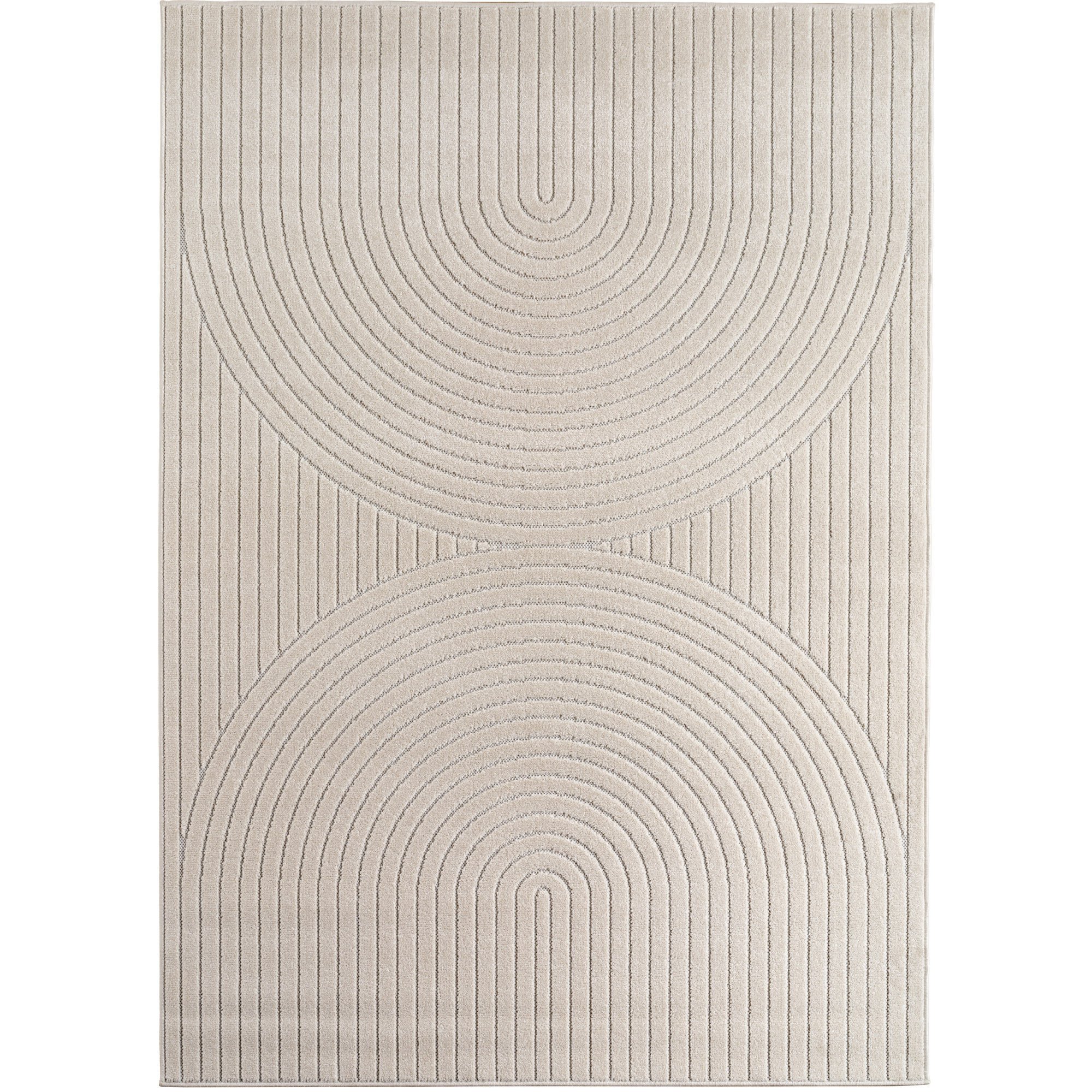 Buitenkleed NOVA – Indoor & Outdoor Vloerkleed– Japandi & Scandinavisch Design – Effen - 3D-Look - Weerbestendig & UV-proof - Creme