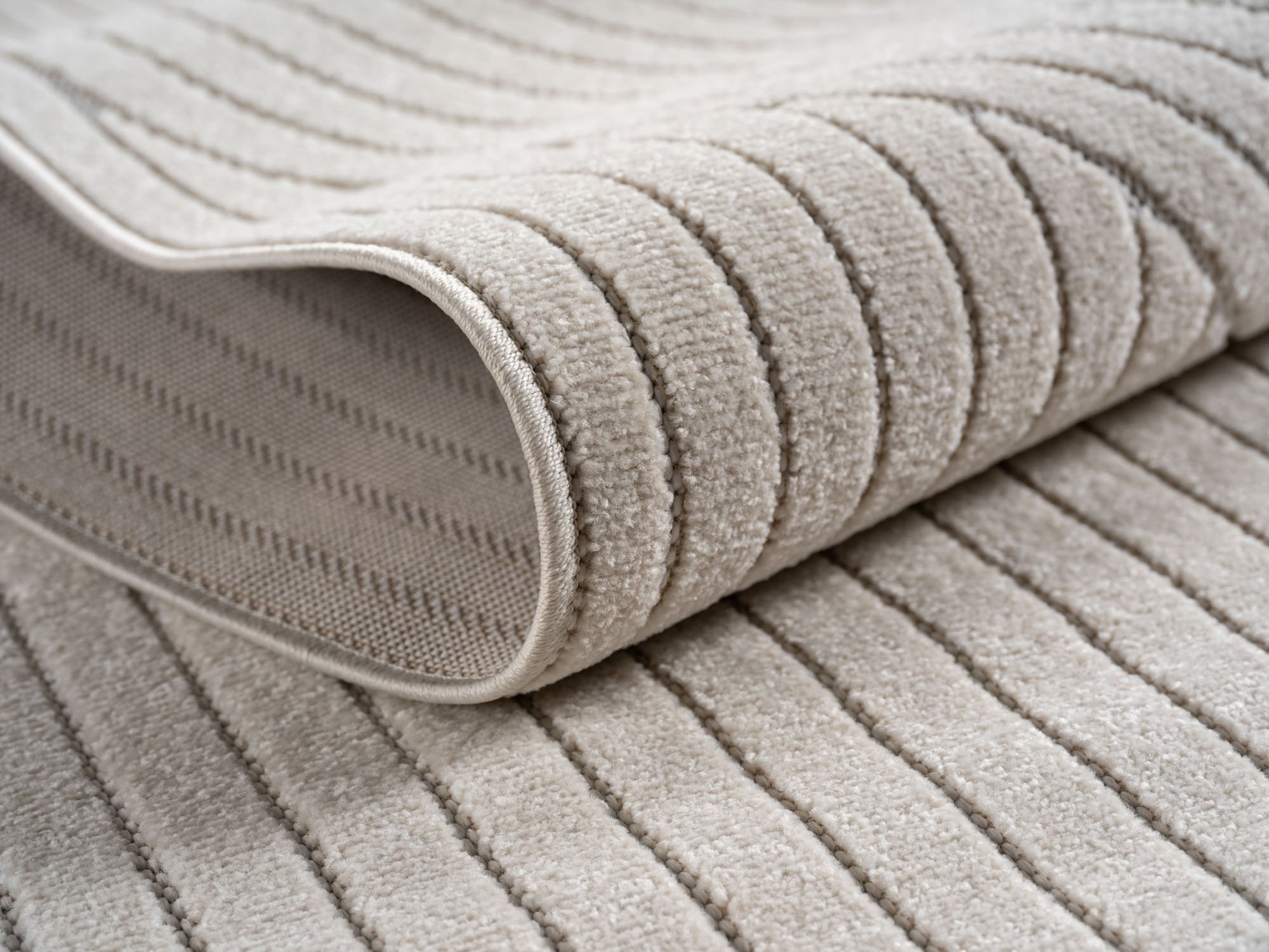 Buitenkleed NOVA – Indoor & Outdoor Vloerkleed– Japandi & Scandinavisch Design – Effen - 3D-Look - Weerbestendig & UV-proof - Creme