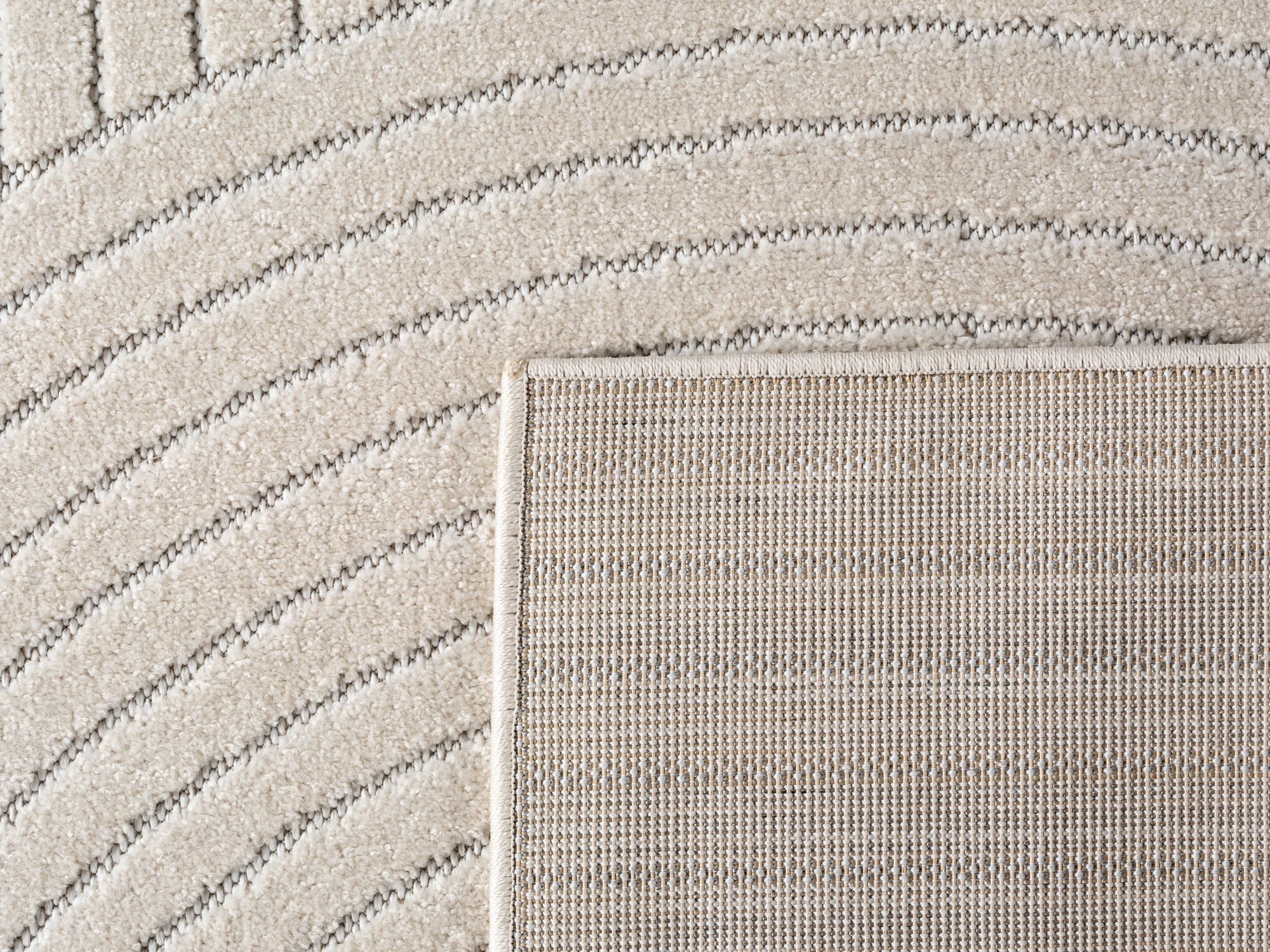 Buitenkleed NOVA – Indoor & Outdoor Vloerkleed– Japandi & Scandinavisch Design – Effen - 3D-Look - Weerbestendig & UV-proof - Creme