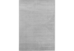 Buitenkleed NOVA  – Indoor & Outdoor Vloerkleed– Japandi & Scandinavisch Design – Effen - 3D-Look - Weerbestendig & UV-proof - Zilver