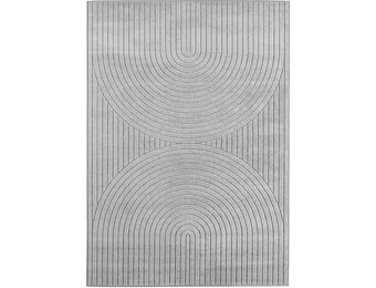 Buitenkleed NOVA – Indoor & Outdoor Vloerkleed– Japandi & Scandinavisch Design – Effen - 3D-Look - Weerbestendig & UV-proof - Zilver