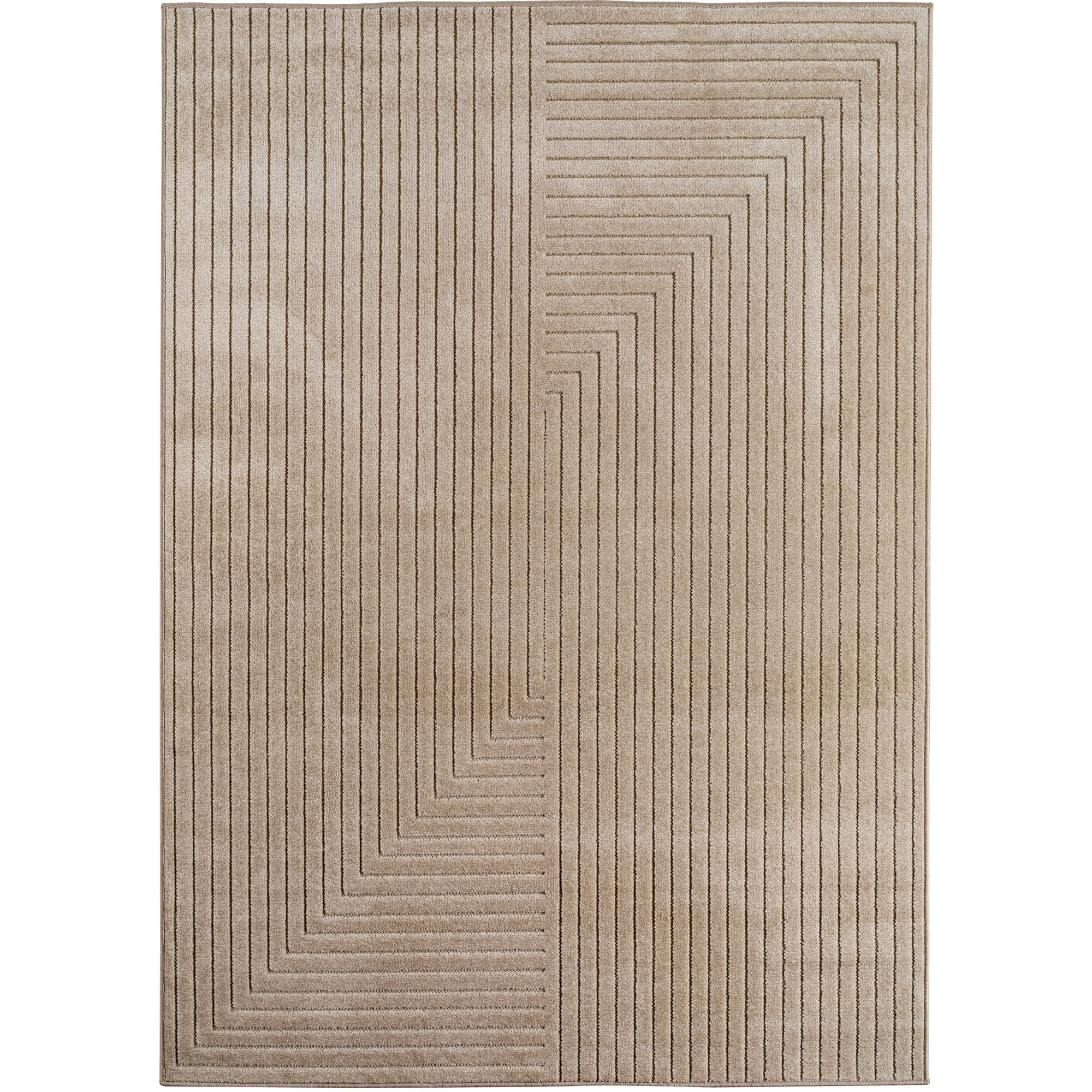 NOVA Buitenkleed Beige – Indoor & Outdoor – Japandi Scandinavisch Design – 3D-Look – Weerbestendig