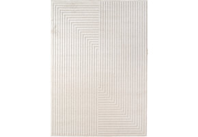 Buitenkleed NOVA  – Indoor & Outdoor Vloerkleed– Japandi & Scandinavisch Design – Effen - 3D-Look - Weerbestendig & UV-proof - Creme