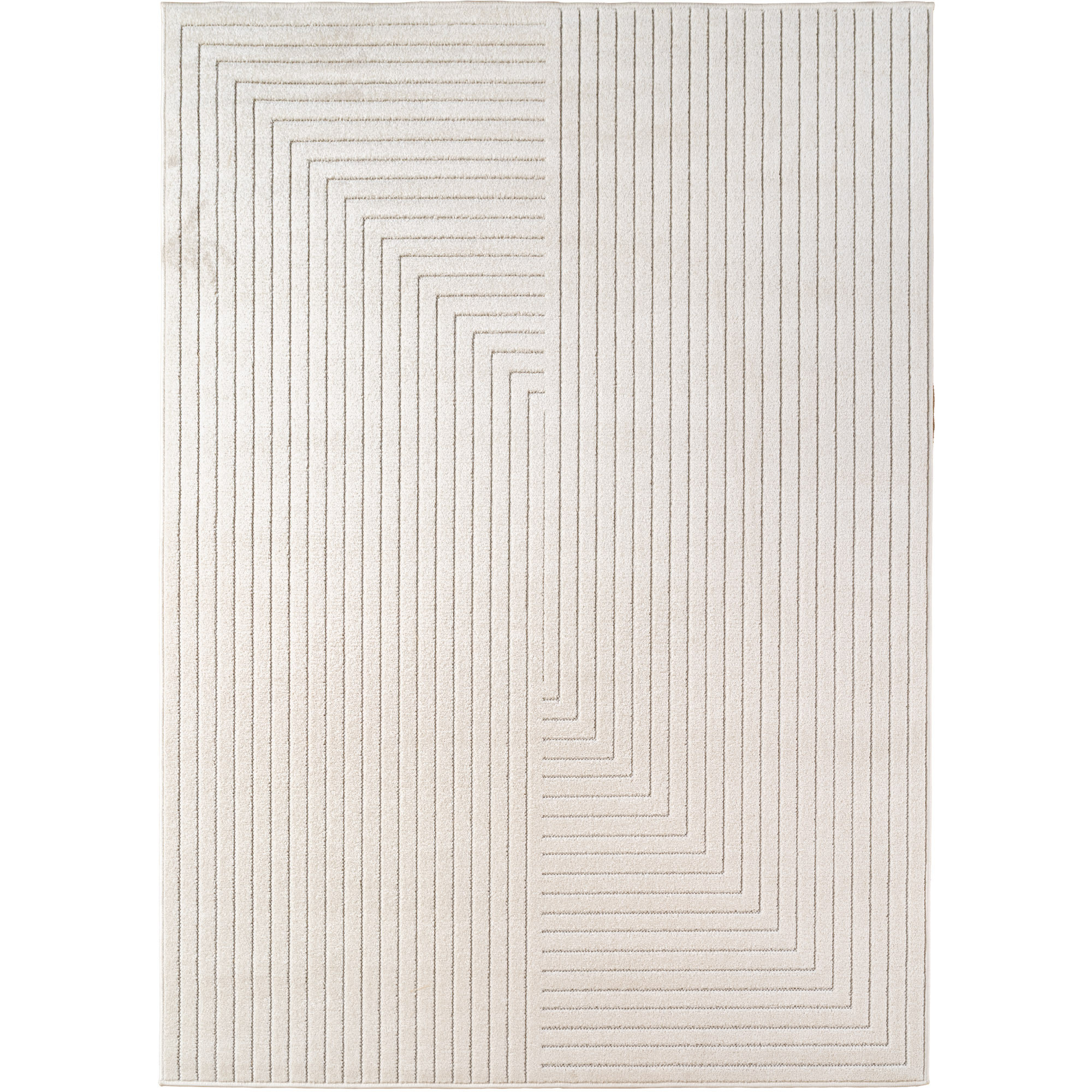 Buitenkleed NOVA – Indoor & Outdoor Vloerkleed– Japandi & Scandinavisch Design – Effen - 3D-Look - Weerbestendig & UV-proof - Creme