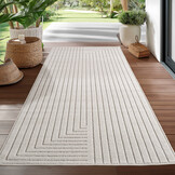 NOVA Buitenkleed Creme – Indoor & Outdoor – Japandi Scandinavisch Design – 3D-Look – Weerbestendig