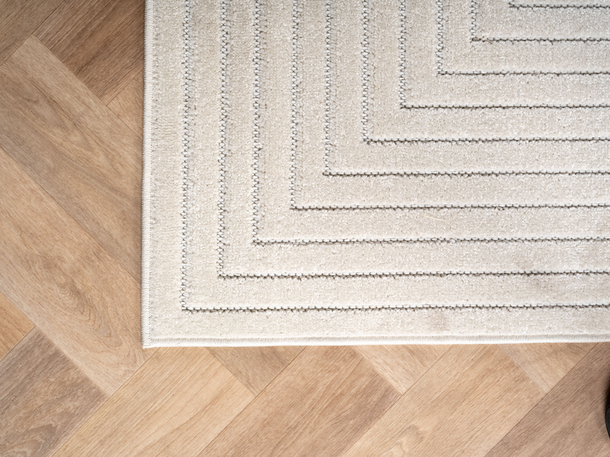 Buitenkleed NOVA – Indoor & Outdoor Vloerkleed– Japandi & Scandinavisch Design – Effen - 3D-Look - Weerbestendig & UV-proof - Creme