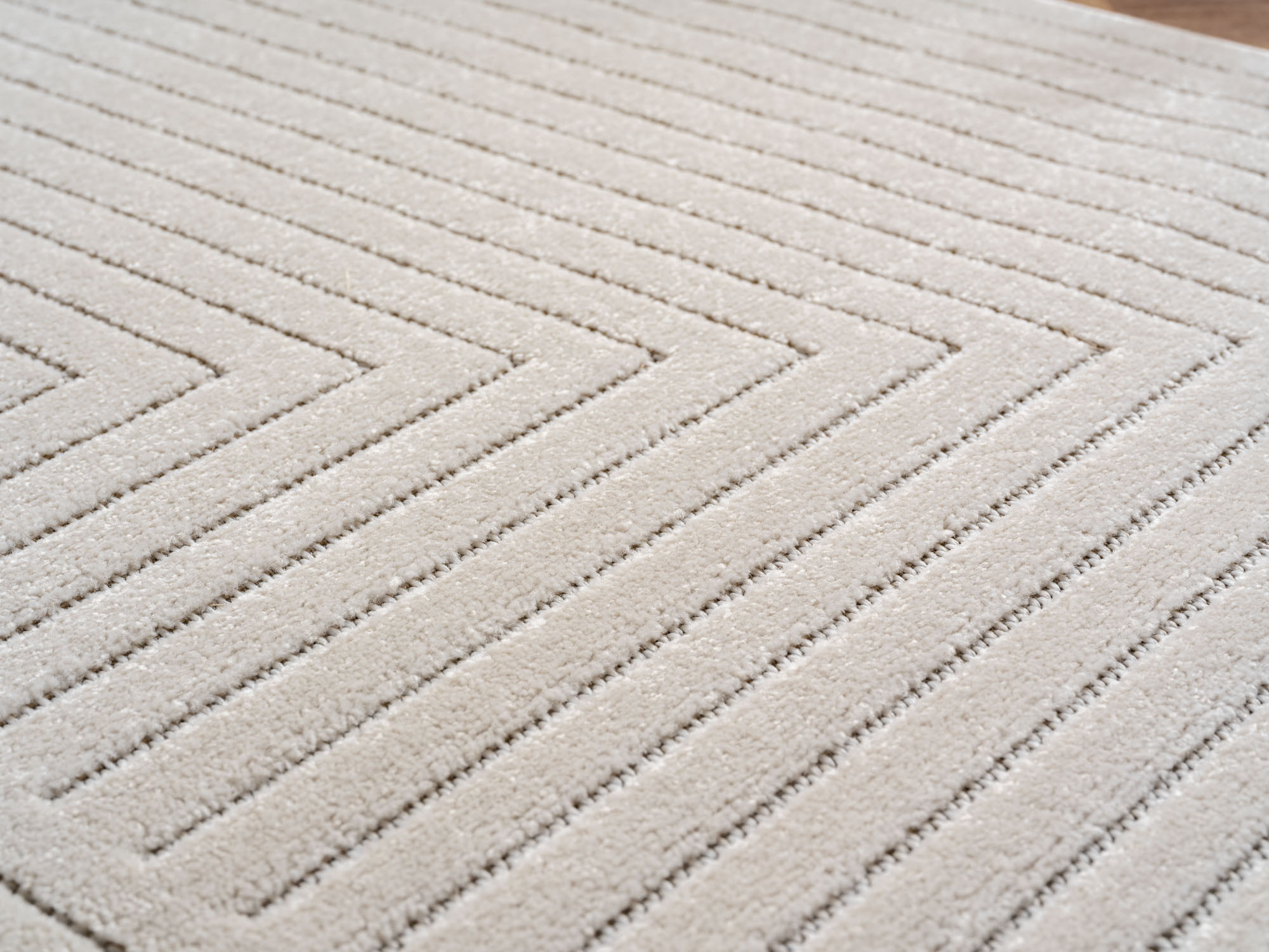 Buitenkleed NOVA – Indoor & Outdoor Vloerkleed– Japandi & Scandinavisch Design – Effen - 3D-Look - Weerbestendig & UV-proof - Creme