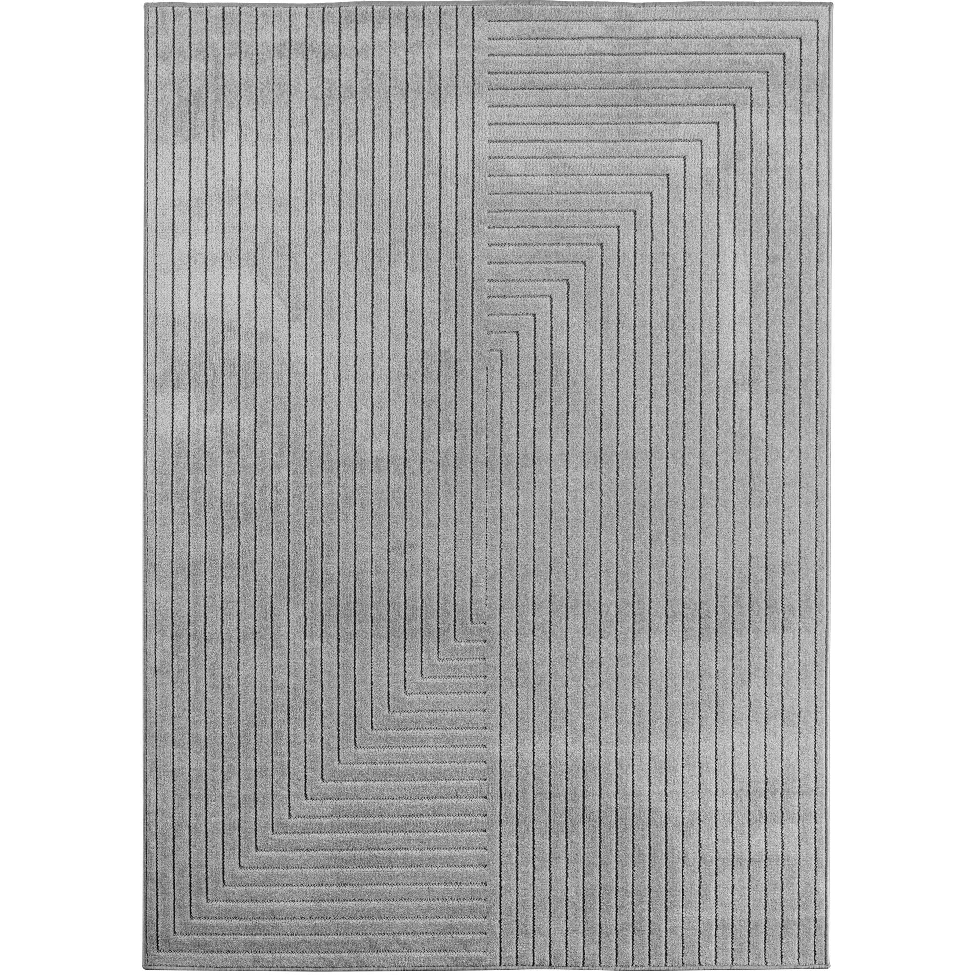 Buitenkleed NOVA - Indoor & Outdoor Vloerkleed– Japandi & Scandinavisch Design – Effen - 3D-Look - Weerbestendig & UV-proof - Zilver