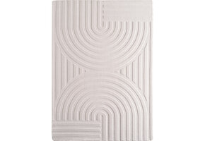 Japandi Vloerkleed Art - Hoogpolig - Scandinavisch Design - 3D-Effect - Creme