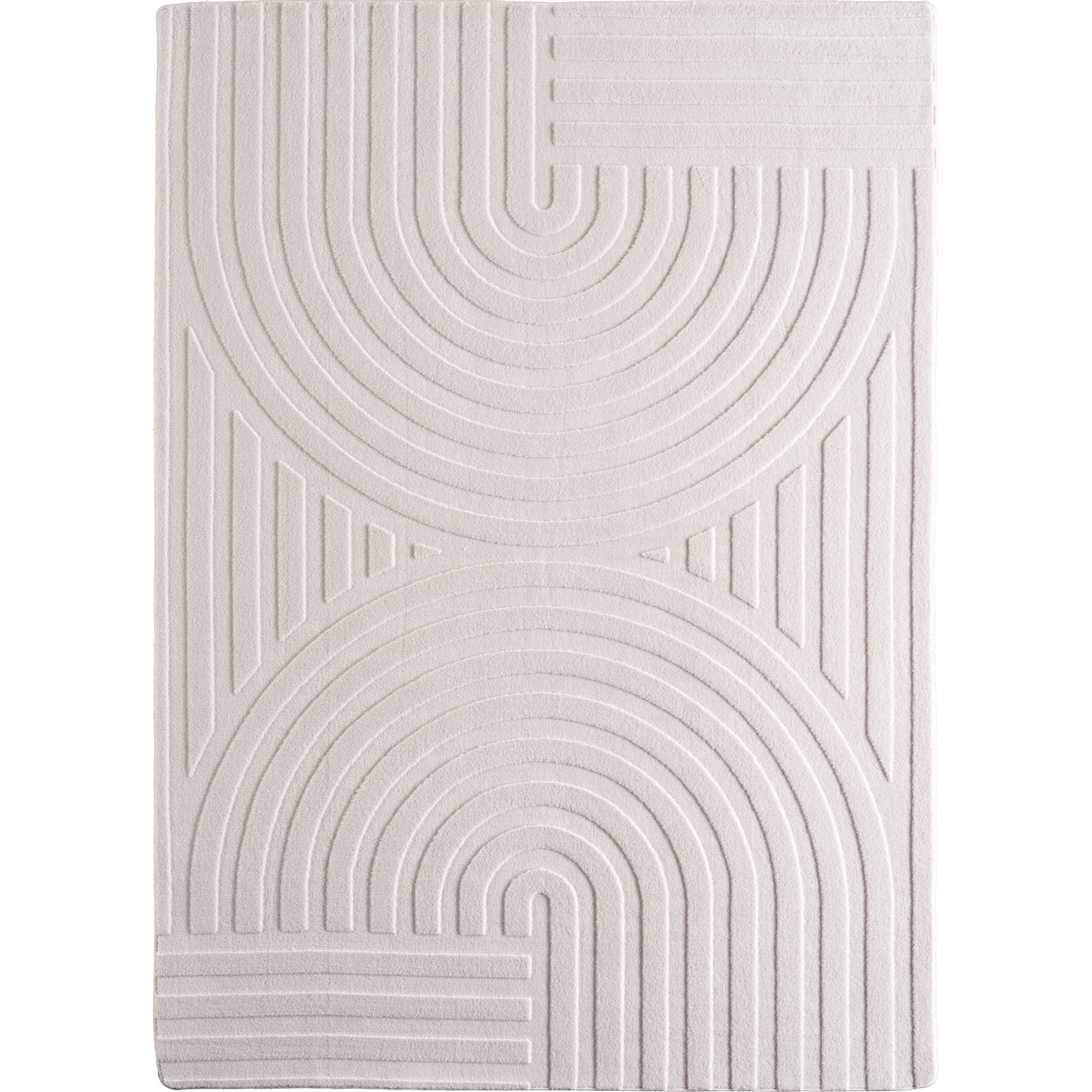 Japandi Vloerkleed Art - Hoogpolig - Scandinavisch Design - 3D-Effect - Creme