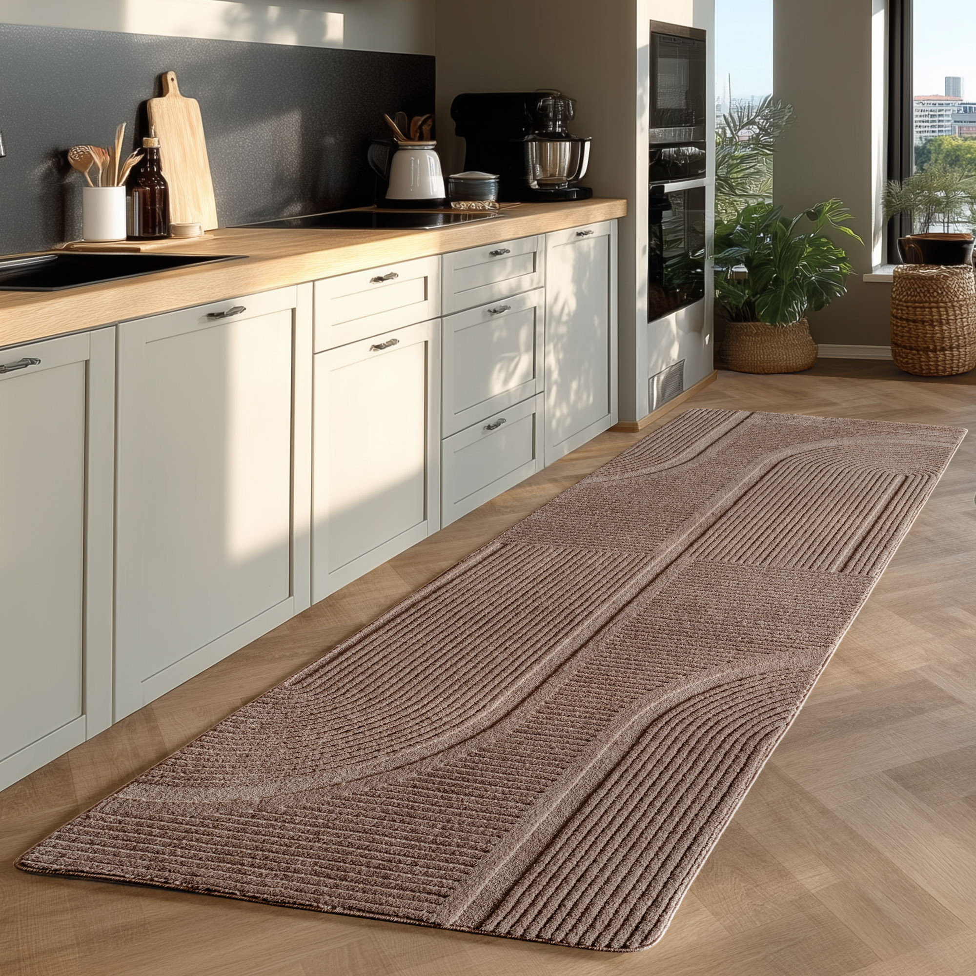 Japandi Vloerkleed Pompei - Hoogpolig - Scandinavisch Design - 3D-Effect - Beige