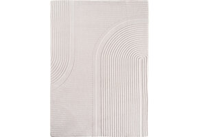 Japandi Vloerkleed Pompei - Hoogpolig - Scandinavisch Design - 3D-Effect - Creme