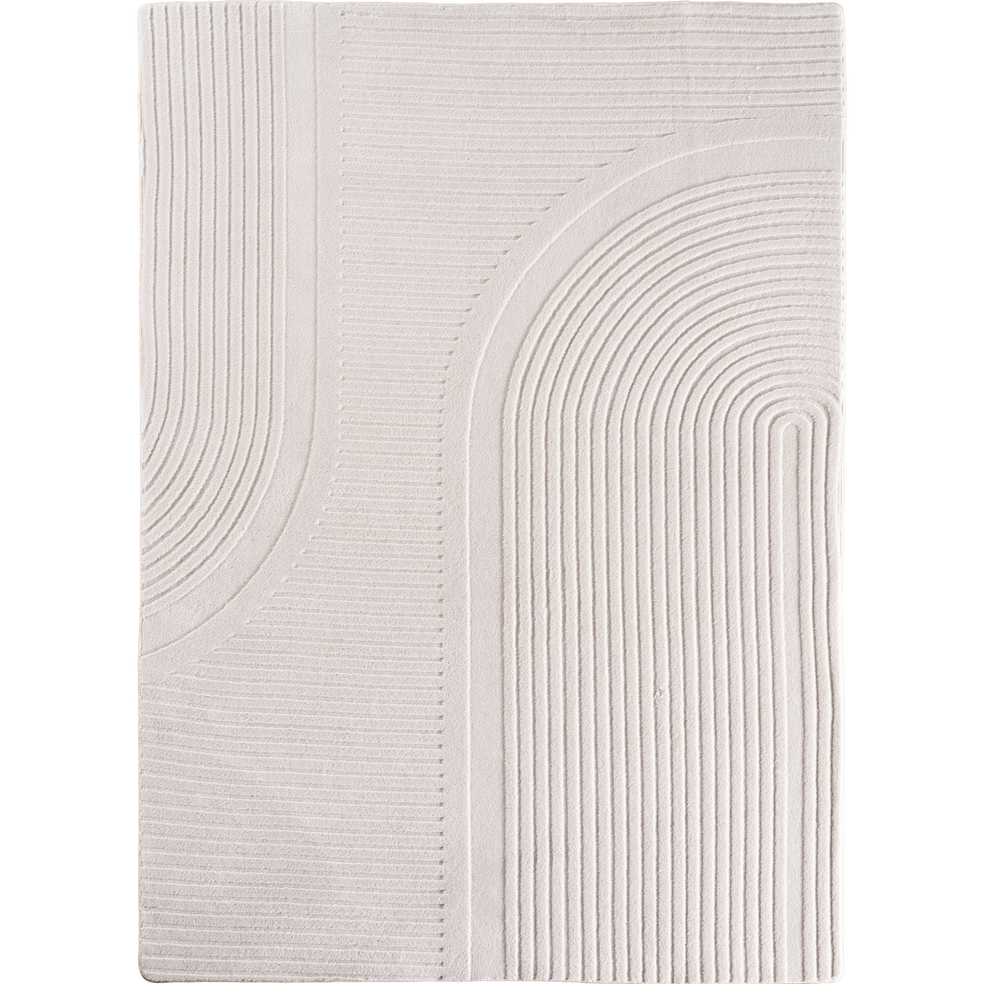 Japandi Vloerkleed Pompei - Hoogpolig - Scandinavisch Design - 3D-Effect - Creme