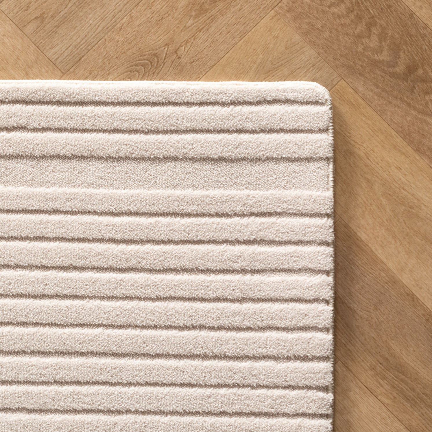 Japandi Vloerkleed Pompei - Hoogpolig - Scandinavisch Design - 3D-Effect - Creme