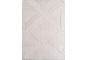 Japandi Vloerkleed - Hoogpolig - Scandinavisch Abstract Design - 3D-Effect - Creme