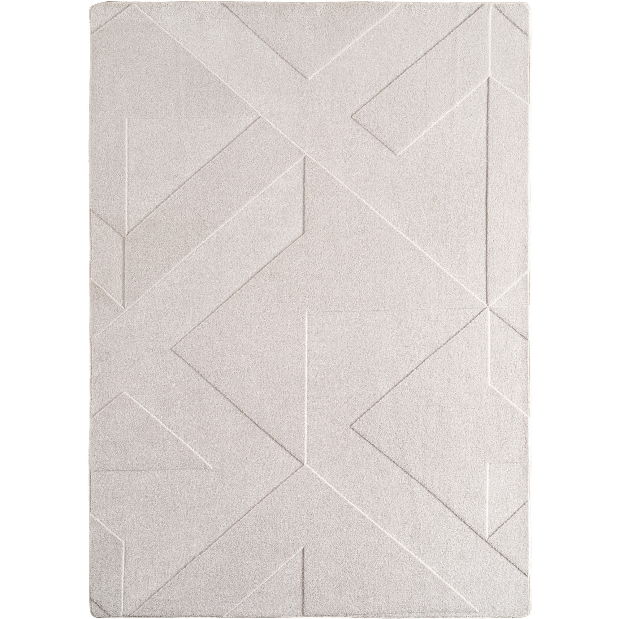 Japandi Vloerkleed - Hoogpolig - Scandinavisch Abstract Design - 3D-Effect - Creme