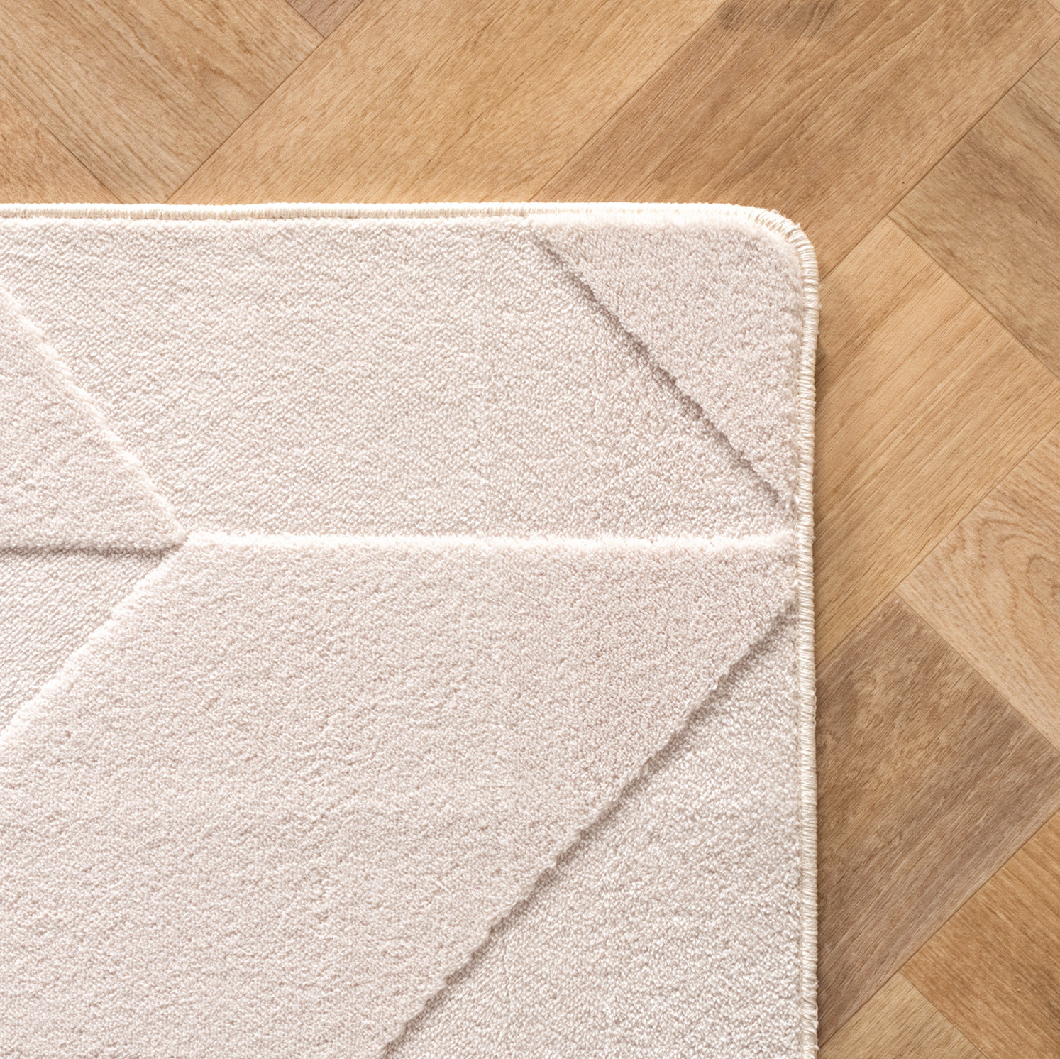Japandi Vloerkleed - Hoogpolig - Scandinavisch Abstract Design - 3D-Effect - Creme