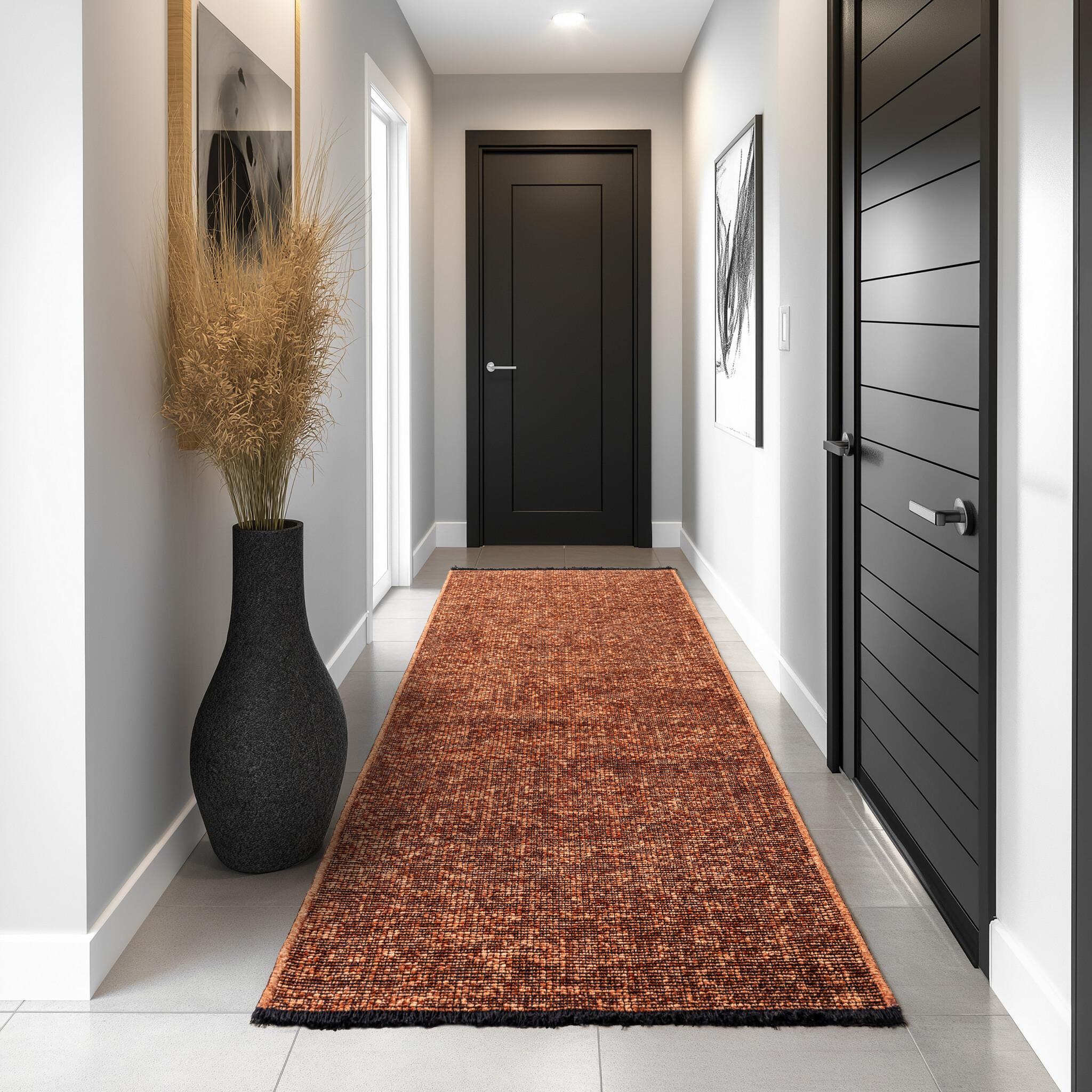 SPACE Vloerkleed – Laagpolig Velours – Modern & Sportief – Katoen & Chenille – Koper