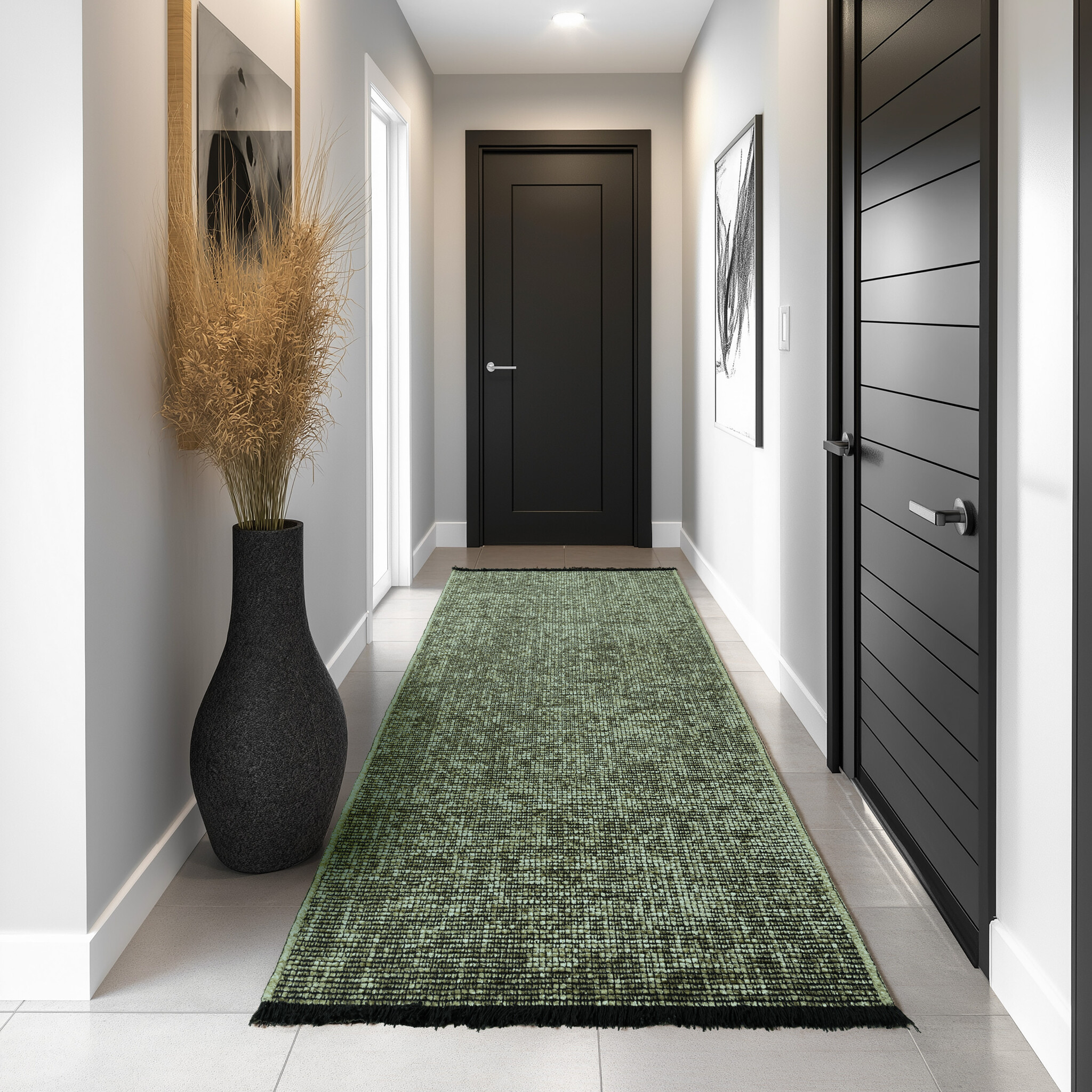 SPACE Vloerkleed – Laagpolig Velours – Modern & Sportief – Katoen & Chenille – Groen