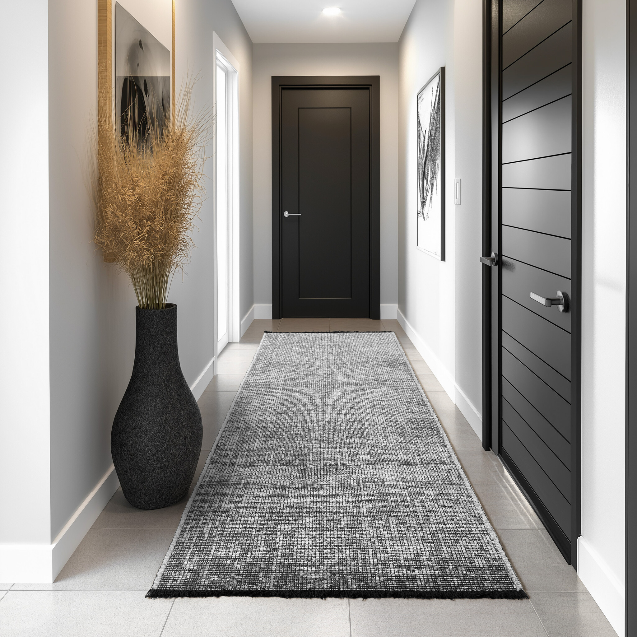SPACE Vloerkleed – Laagpolig Velours – Modern & Sportief – Katoen & Chenille – Grijs