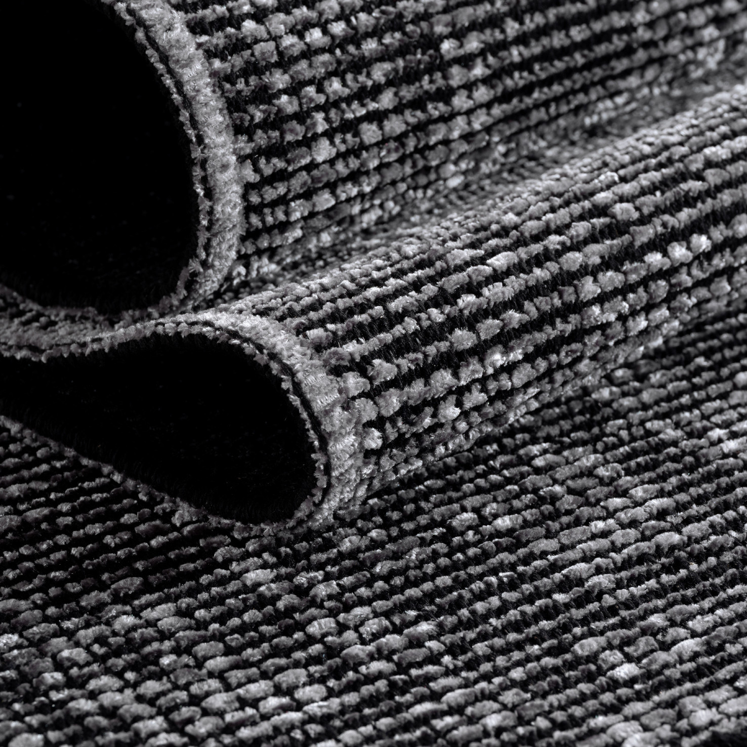 SPACE Vloerkleed – Laagpolig Velours – Modern & Sportief – Katoen & Chenille – Grijs