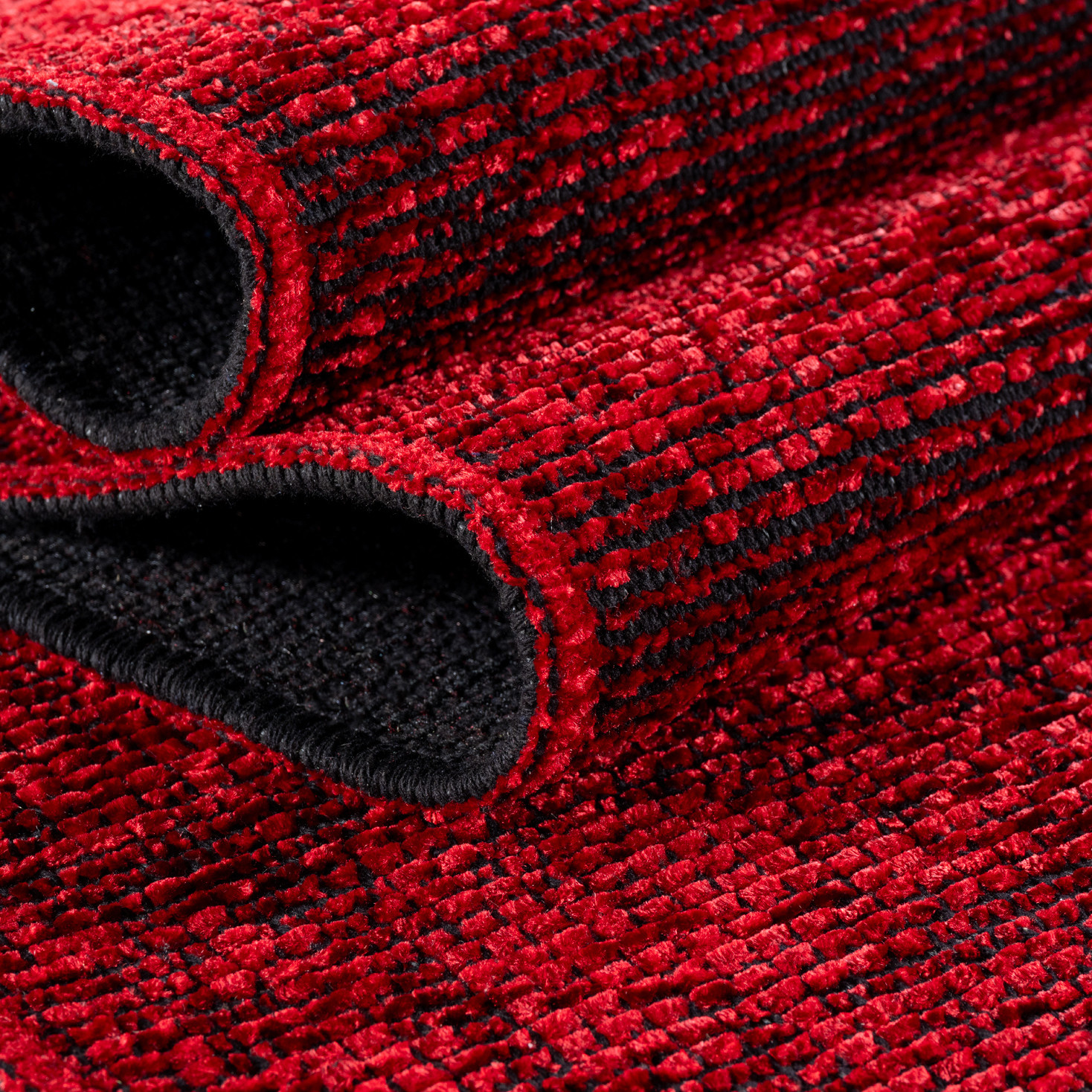 SPACE Vloerkleed – Laagpolig Velours – Modern & Sportief – Katoen & Chenille – Rood
