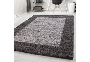 Basic Shaggy Kader vloerkleed Grijs Hoogpolig