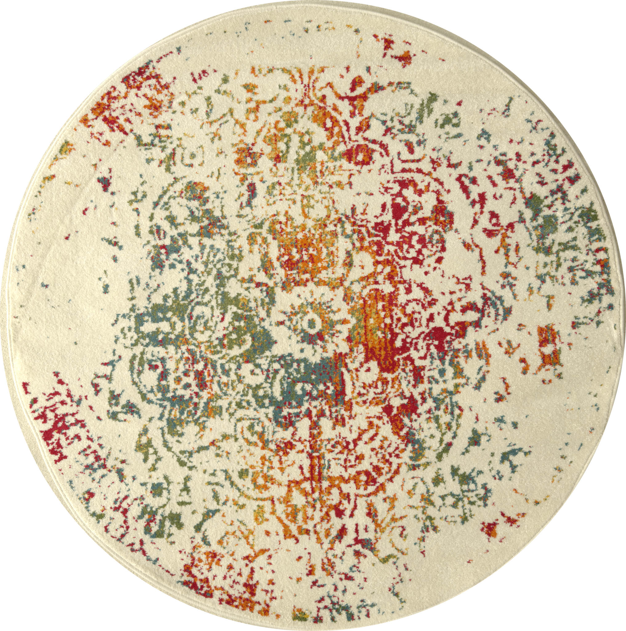 Rond Vintage Michelangelo - Laagpolig Vloerkleed - Multikleur Creme