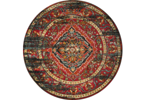 Rond Vintage Marrakech - Laagpolig Vloerkleed - Multikleur Zwart