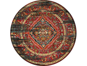 Rond Vintage Marrakech - Laagpolig Vloerkleed - Multikleur Zwart