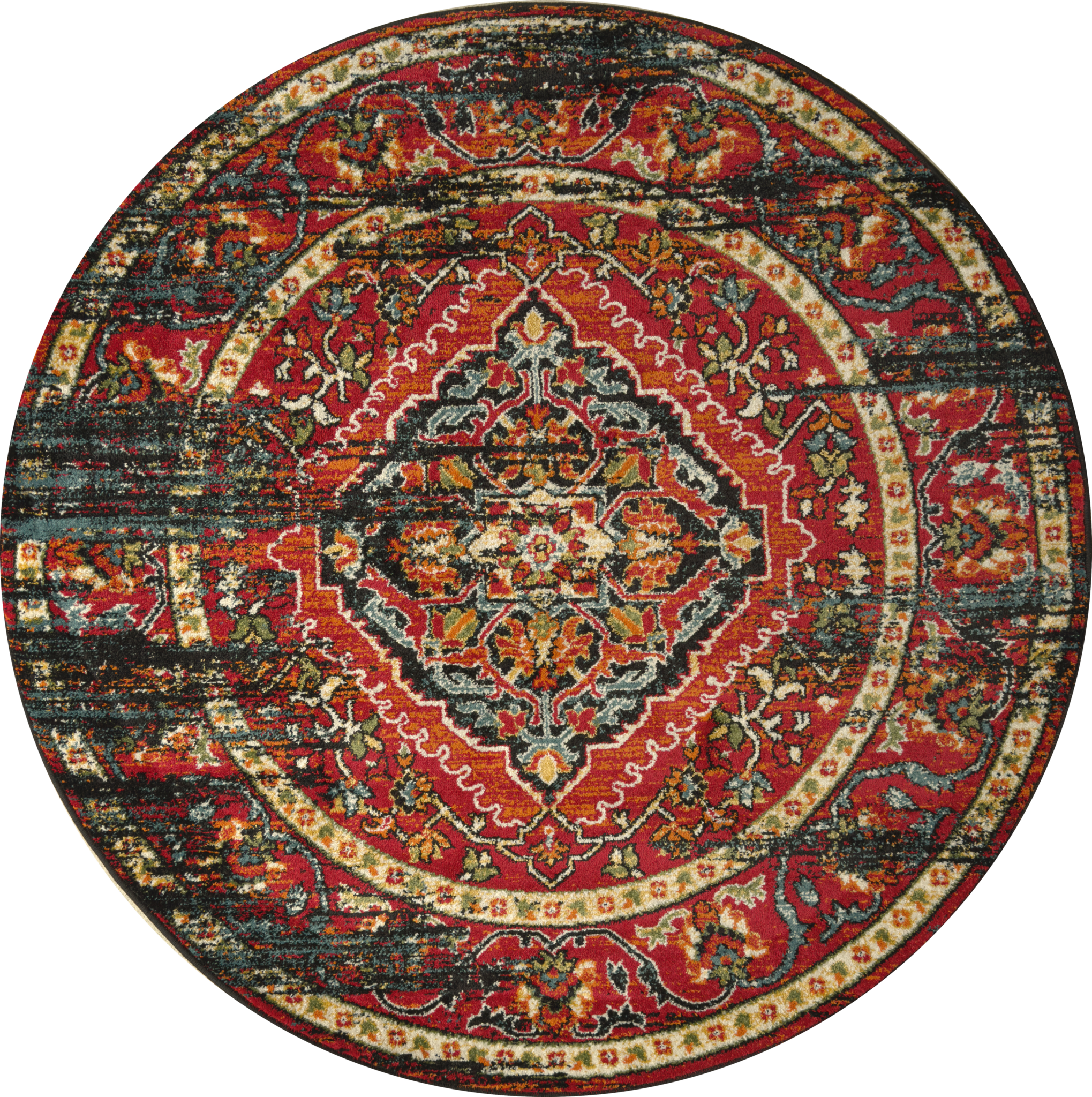 Rond Vintage Marrakech - Laagpolig Vloerkleed - Multikleur Zwart