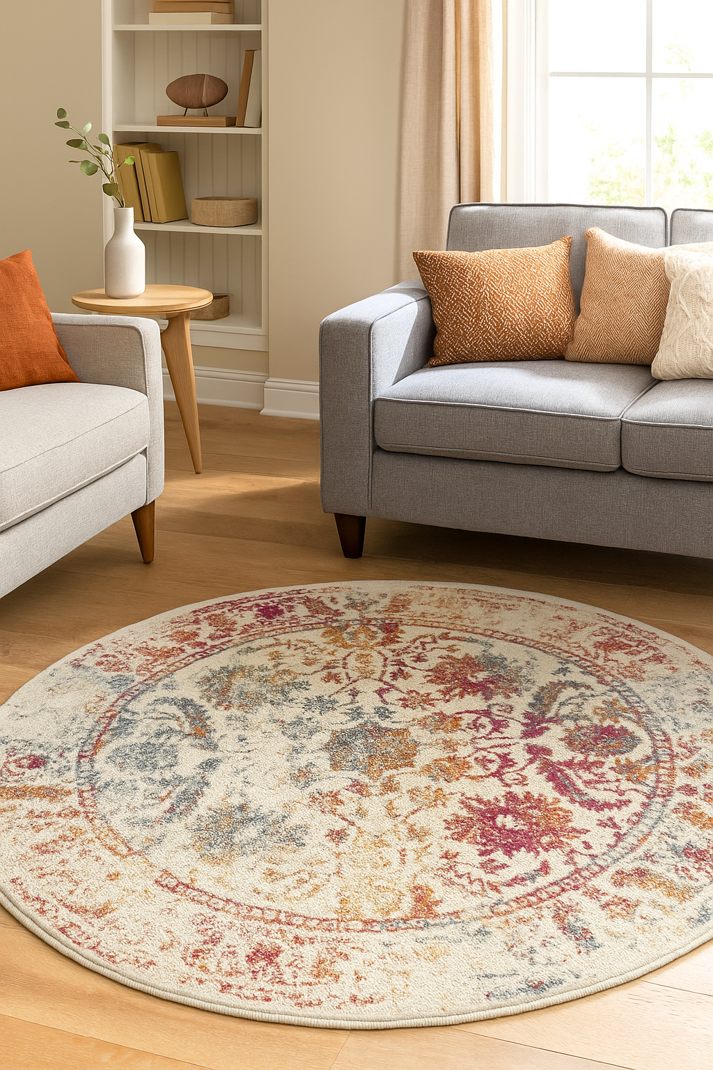 Rond Vintage Van Gogh - Laagpolig Vloerkleed - Multikleur Creme