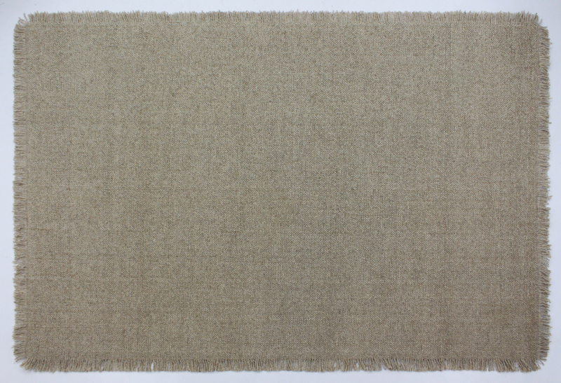 Outlet - Vloerkleed Flocus 100% Wol - Effen Beige - Platgeweven - Modern