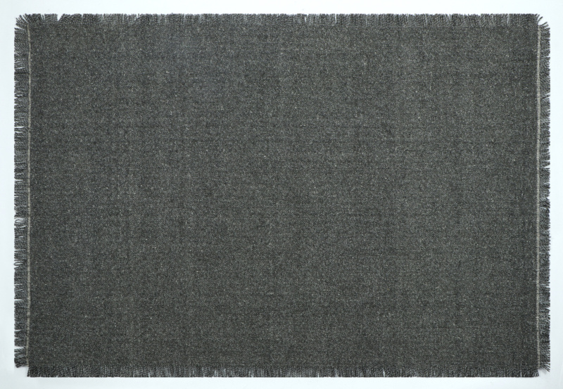 Outlet - Vloerkleed Flocus 100% Wol - Effen Antraciet - Platgeweven - Modern