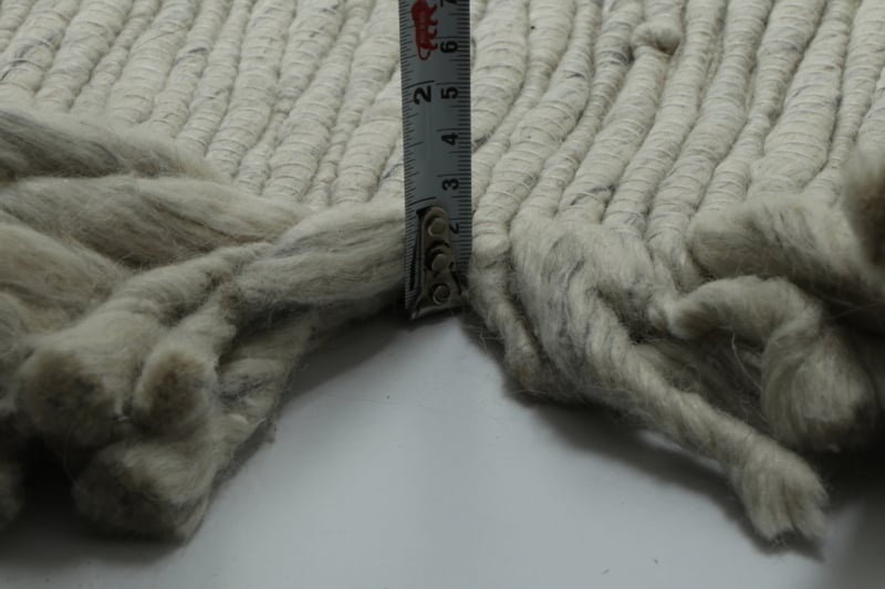 Outlet - Vloerkleed Smyrna 100% Wol - Effen Creme - Platgeweven - Modern