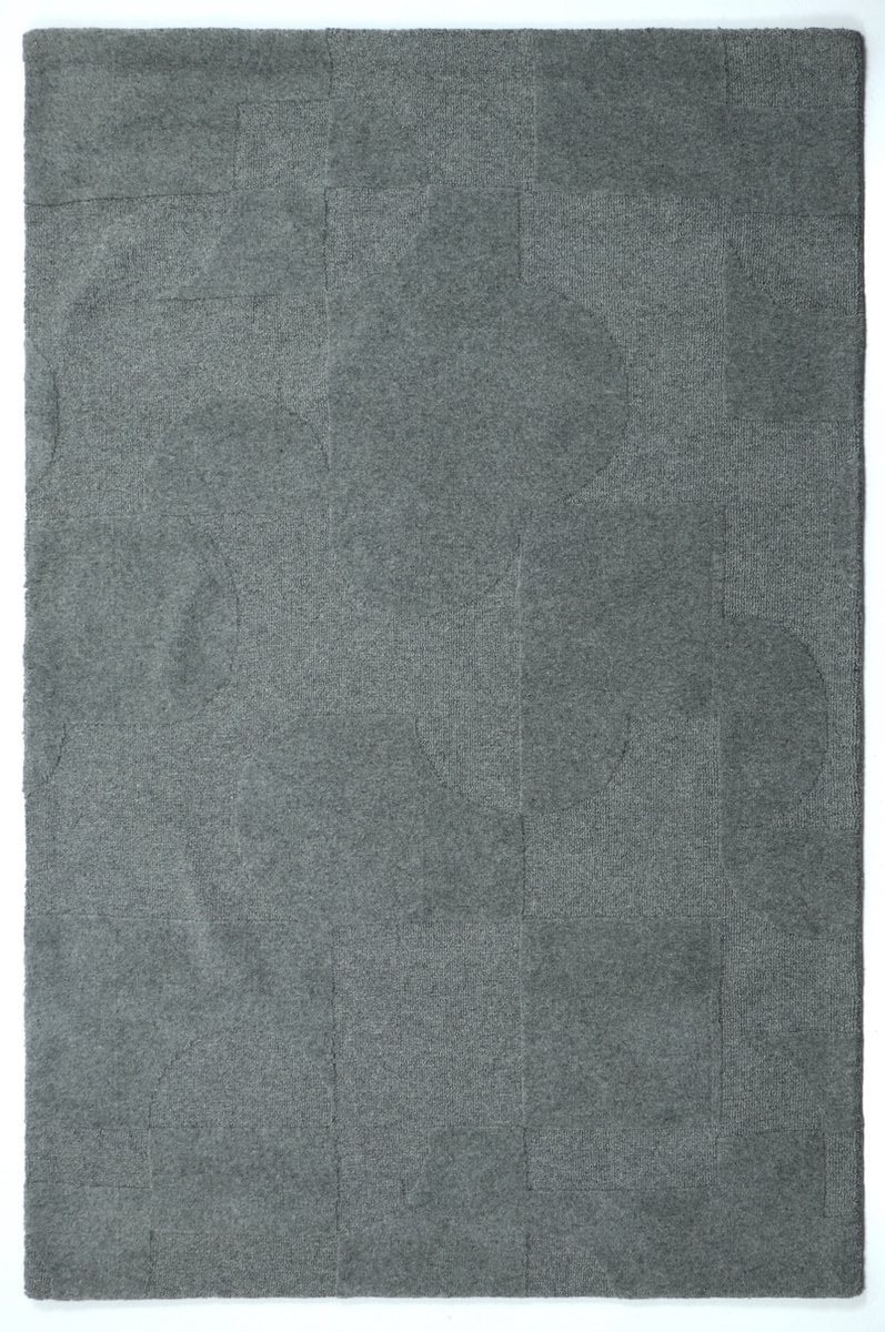 Outlet - Japandi Design 100% Wol Vloerkleed - Effen Grijs