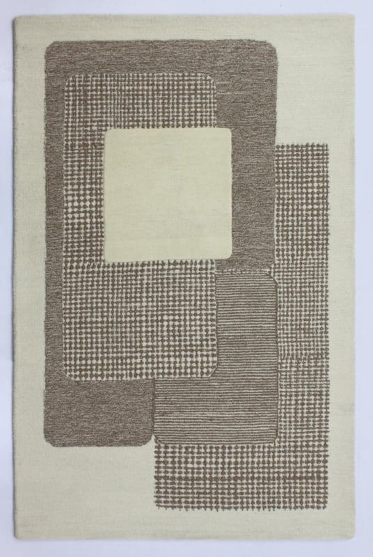 Outlet - Japandi Design - 100% Wol Vloerkleed - Effen Creme Beige